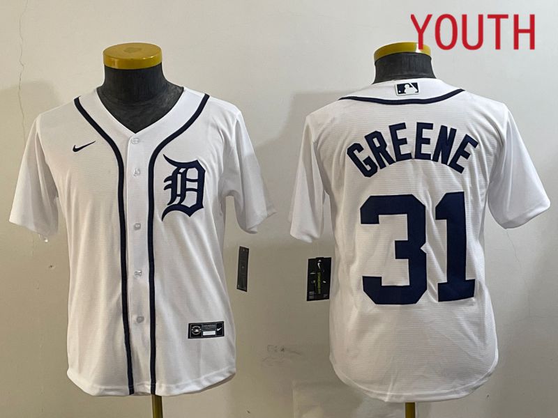 Youth Detroit Tigers #31 Greene White Game 2024 Nike MLB Jersey style 1->youth mlb jersey->Youth Jersey